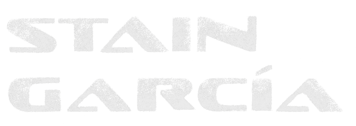 Logotipo de Stain en blanco